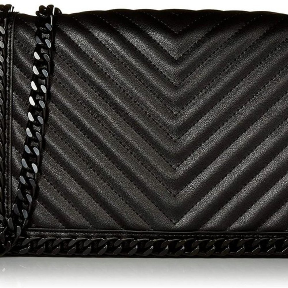 BNWT Aldo Faux Leather Crossbody with metal chain belt Black - Picture 5 of 8